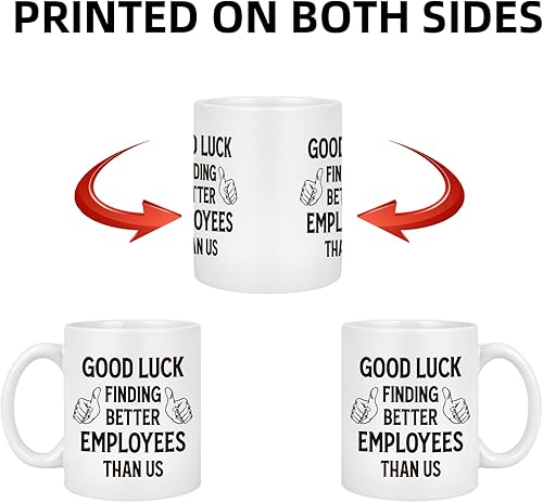 Miniatura 7 de Maustic Taza de café divertida con texto en inglés Boss Going Away, Good Luck Finding Better Employees Than Us, regalo de jubilación para jefe,
