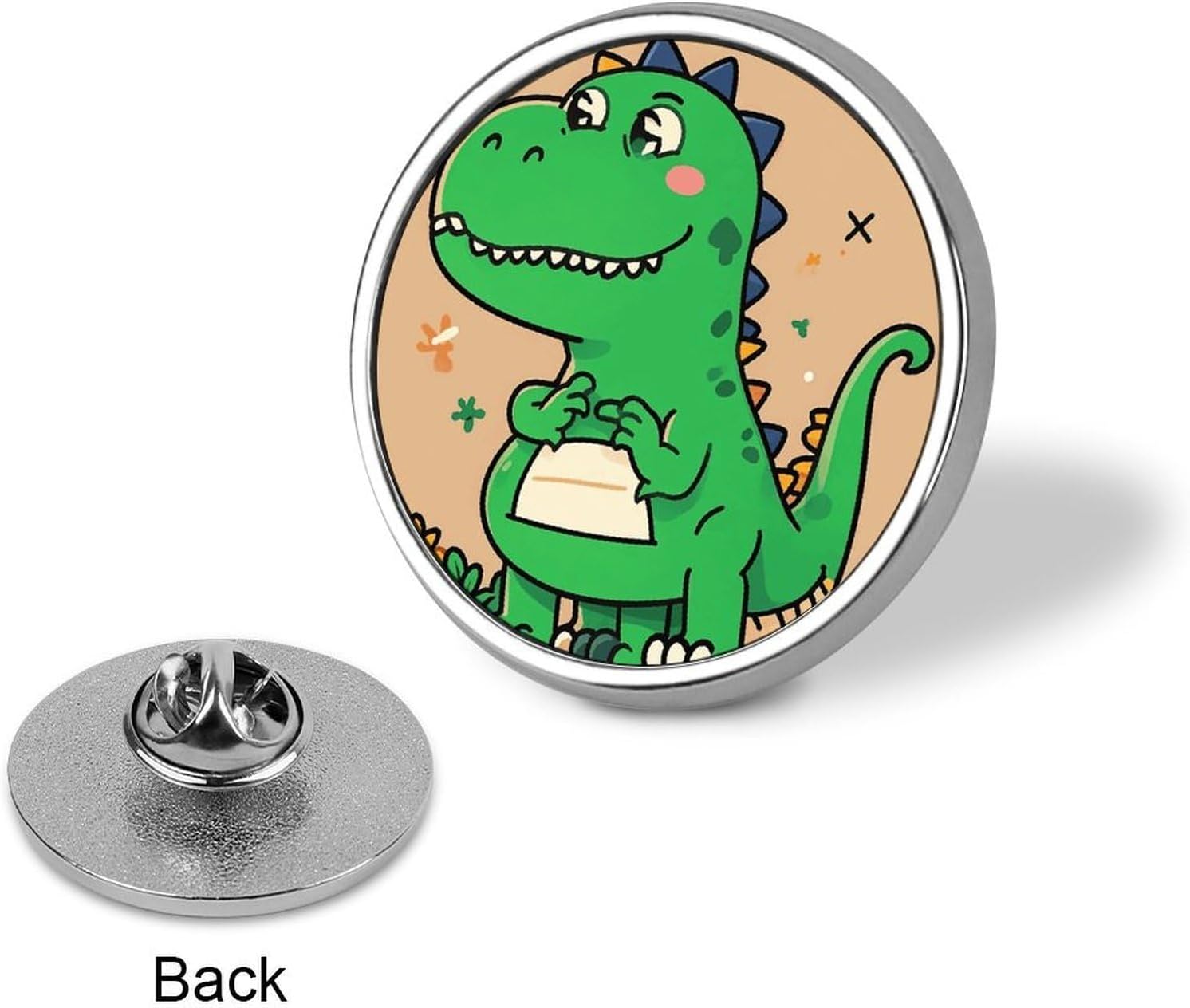 Aluminum Alloy Lapel Pin Round Backpack Pins, Cartoon Dinosaur image 3