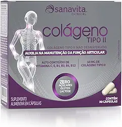 Colágeno Tipo II Sanavita 40mg c/ 30 Cápsulas