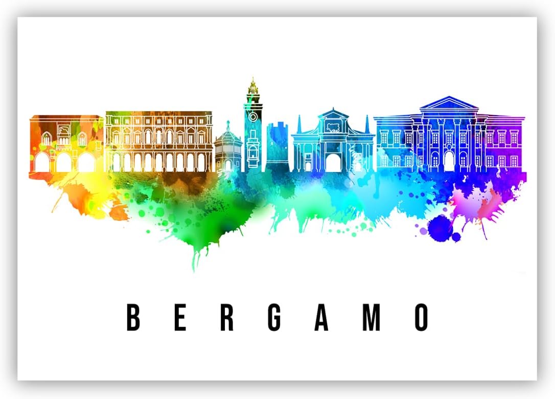 Pera Print Italy Poster, Italy-Bergamo Poster, Italy Illustration Skyline City Poster, Modern Skyline Poster, Cityscape and Landmark Print, Home-Office Wall Art Decoration