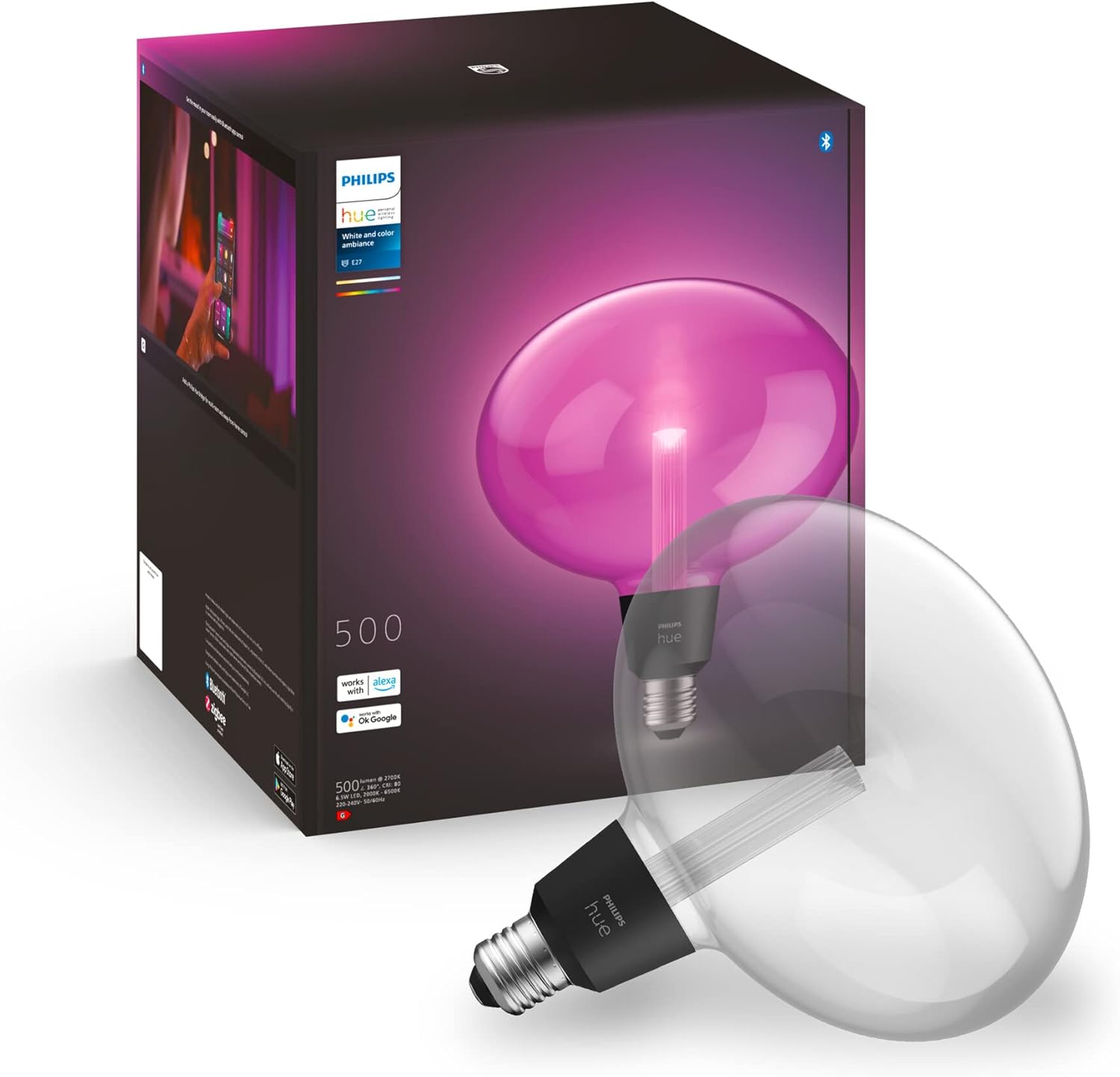 Philips Hue Ellipse White and Color Ambiance LED Sensible Gentle Bulb [E27 Edison Screw] for Indoor Dwelling Lighting. Bed room, Livingroom and Eating.