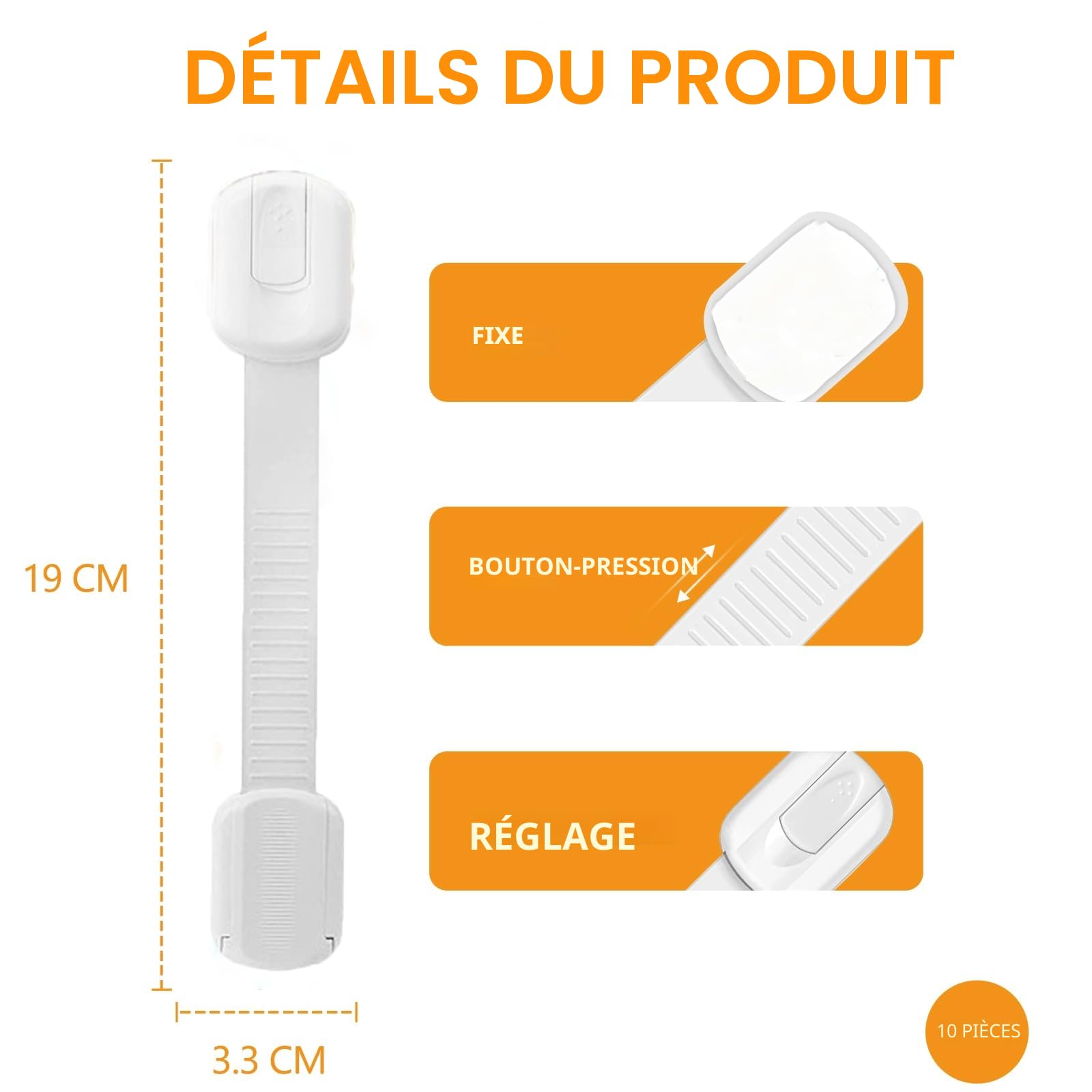 Fhlbestyu Lot de 10/8 Sécurité enfant pour armoire bébé - Sécurité enfant - Auto-adhésif pour serrure d'armoire sans perçage avec colle