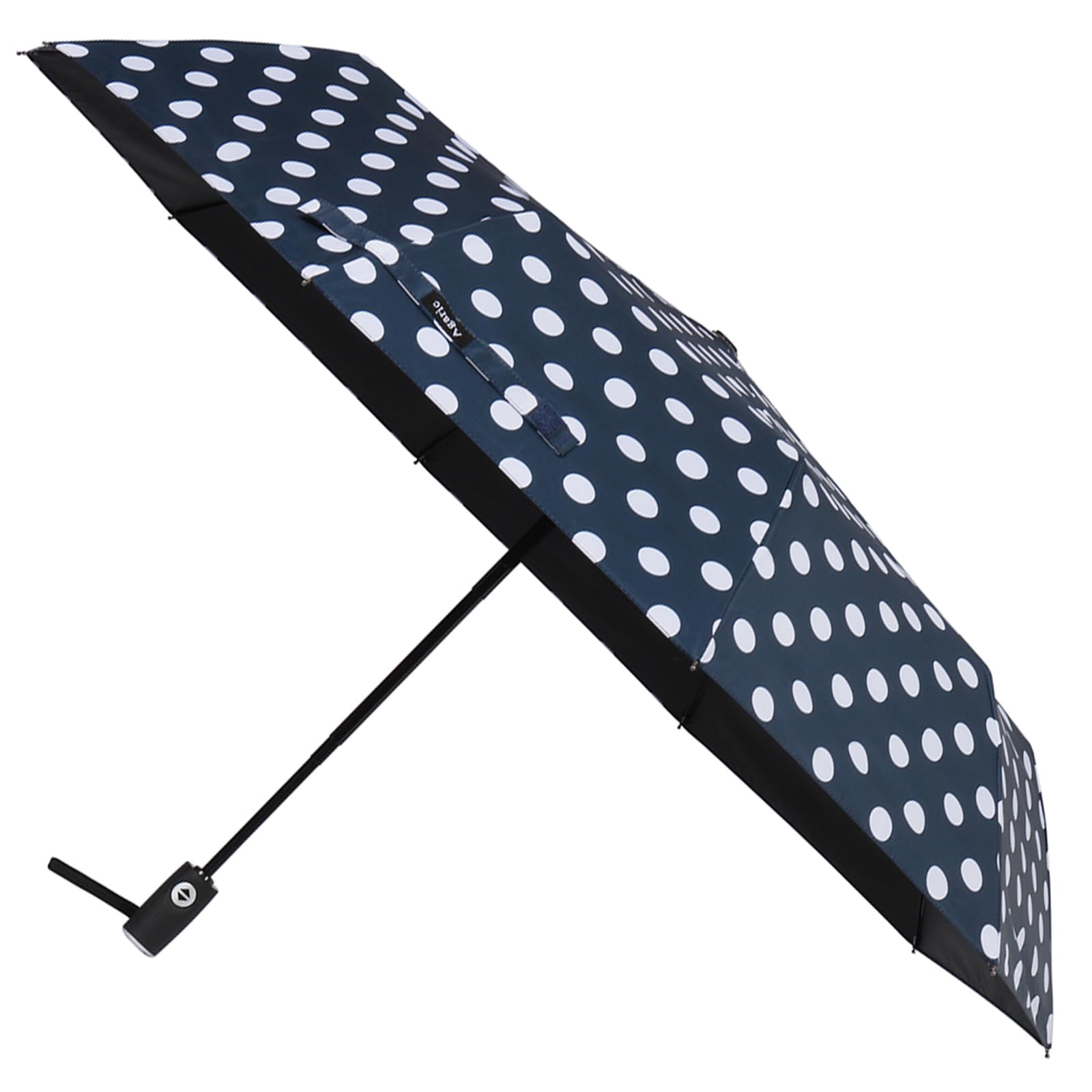 Agaric Cute Polka Dots Parasol Large Travel Umbrella for Rain & Sun, 46” UV Protection Auto Open Close Waterproof Folding Umbrella Windproof Compact