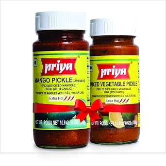 Priya Pickle Combo Pack - Mango Extra Hot & Mix Vegetable Extra Hot2X300 gm