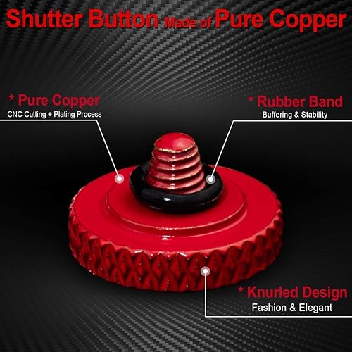 Vista 11 de Botón de liberación del obturador suave (paquete de 2) Botón de obturador de cámara cóncava de gama alta Negro -,Negro 01,Rojo Brillante,Plata