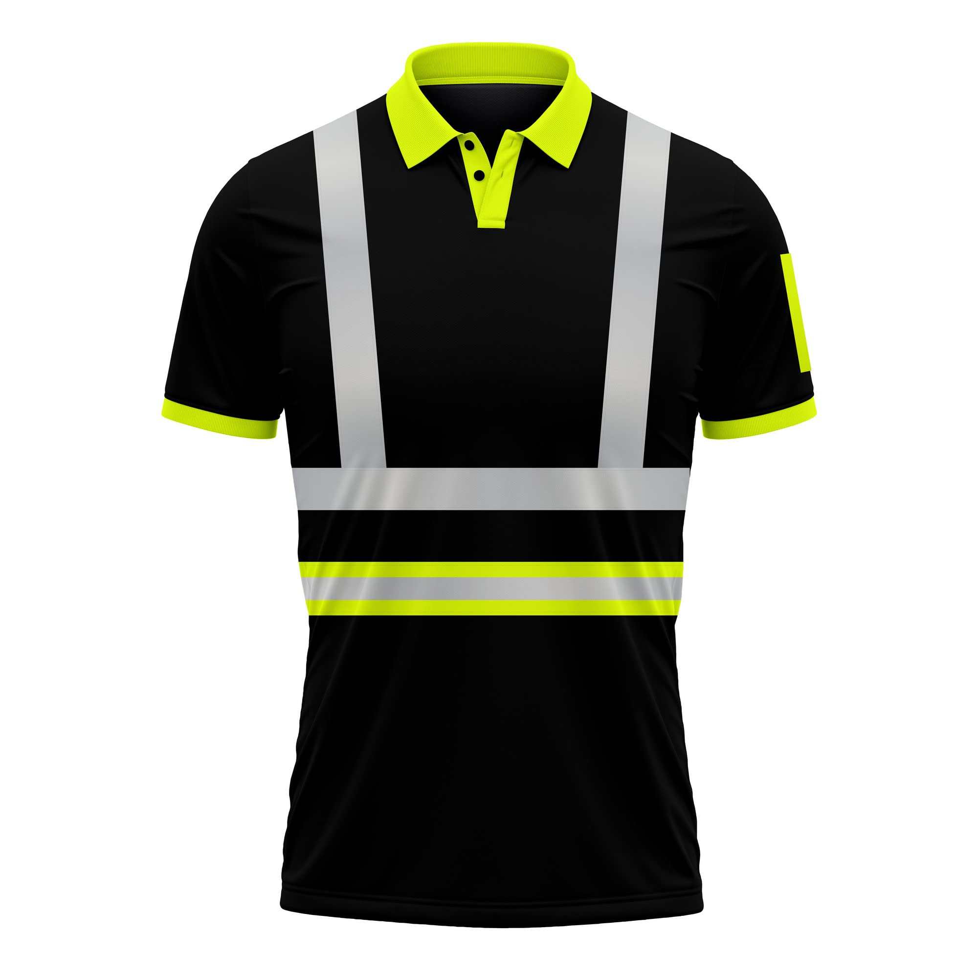 Mens New Hi Vis High Visibility Safety Work Wear Short Sleeve 2 Tone Contrast Polo Shirts Top S-2XL