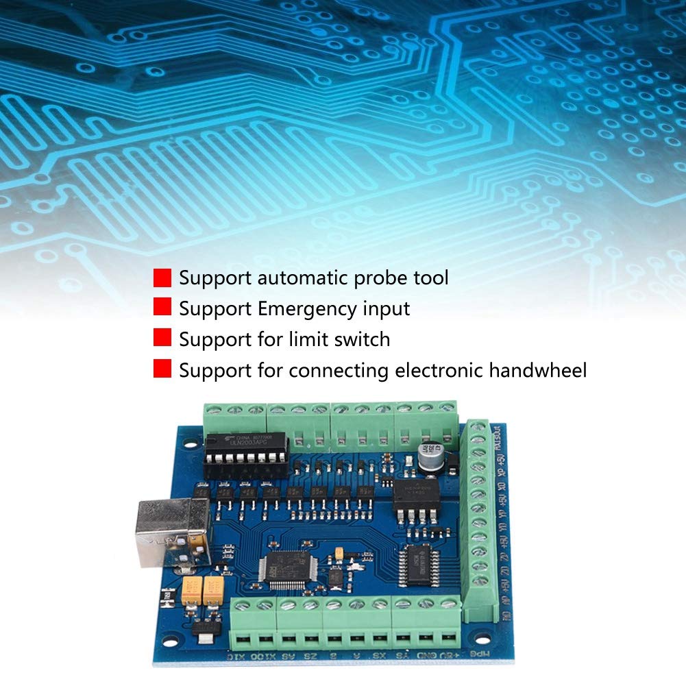 Motion Card, 100KHz USB CNC Motion Controller Card Breakout Board per incisione, Surpport Emergency Input/Limit Switch, con 1 LED di stato