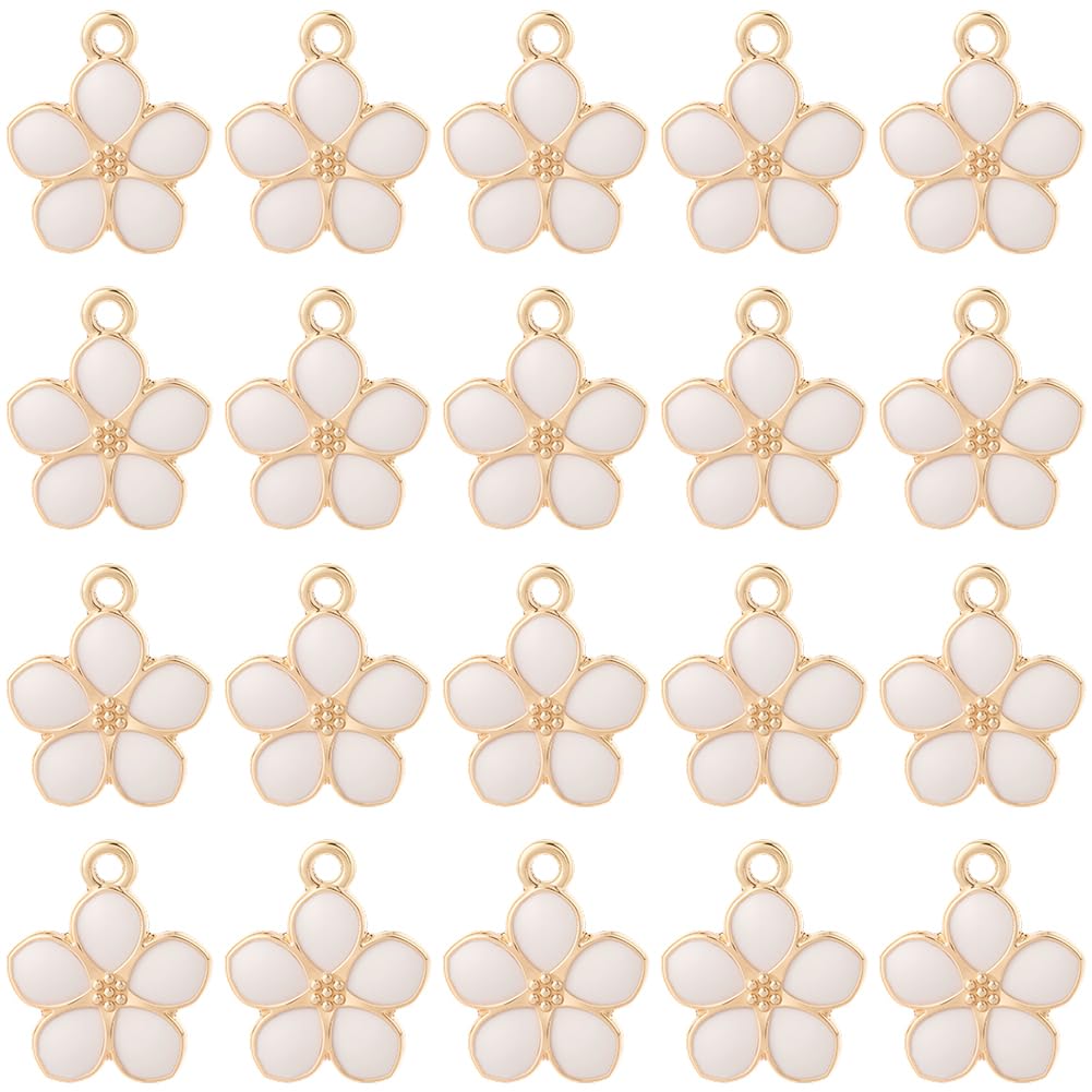 Breloques fleur de cerisier émail lavande pour fabrication bijoux boucles d'oreille et colliers