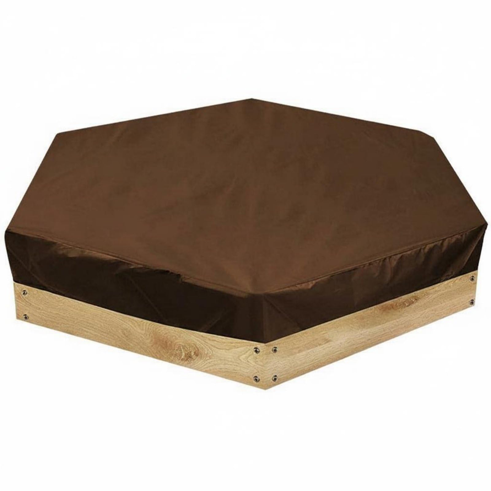 Sun Protection Hexagonal Sandbox Cover 210D Material Hexagon Sandpit Cover Dustproof Waterproof Sandbox Tarp All-Season Use for Children, Garden, Backyard, Patio, Coffee, 180-150-20cm-image-8