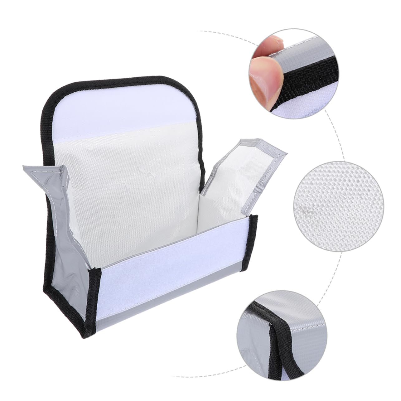 NUOBESTY 3 Set Borsa Antideflagrante Per Batteria Magazzinaggio Porta Della Batteria Cellula Borsa Batteria Ignifuga Sicurezza Silver Tessuto in Fibra Di 2 Pezzi*3