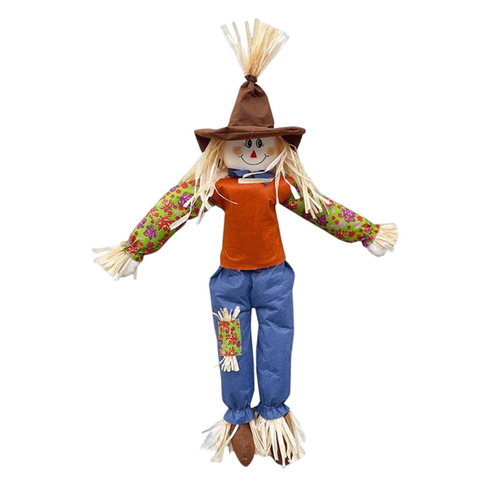 Gralara Épouvantail Décoratif d'automne pour Jardin et Extérieur | Grand Épouvantail Debout de Jardin en Tissu 120 cm, Accessoire de Thanksgiving, Halloween et Fête des Moissons