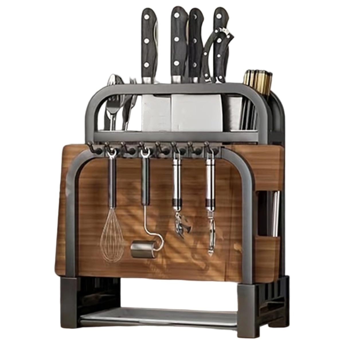 CTRLZS 1pc Stainless Steel Knife Holder Kitchen Home Countertop Cutting Board Rack Cutting Board Knife Integrated Storage Rack
