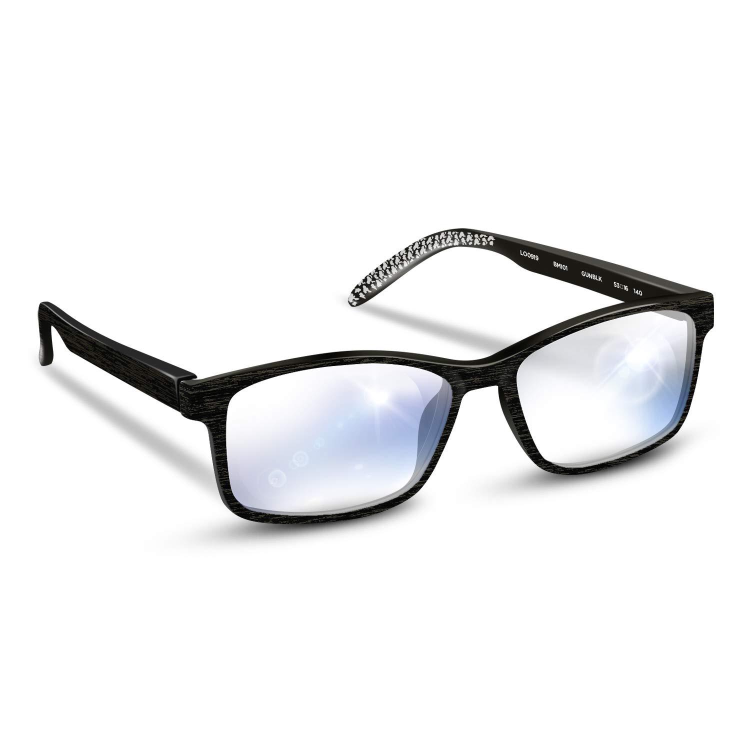 Blue Merlin Blue Light Blocking Computer Glasses | Designer Quality, Modern, Handcrafted | Crystal Clear Anti-Glare Anti-Eyestrain Premium Digital Lenses | Gun Metal Black, 2.50 Reading Glasses
