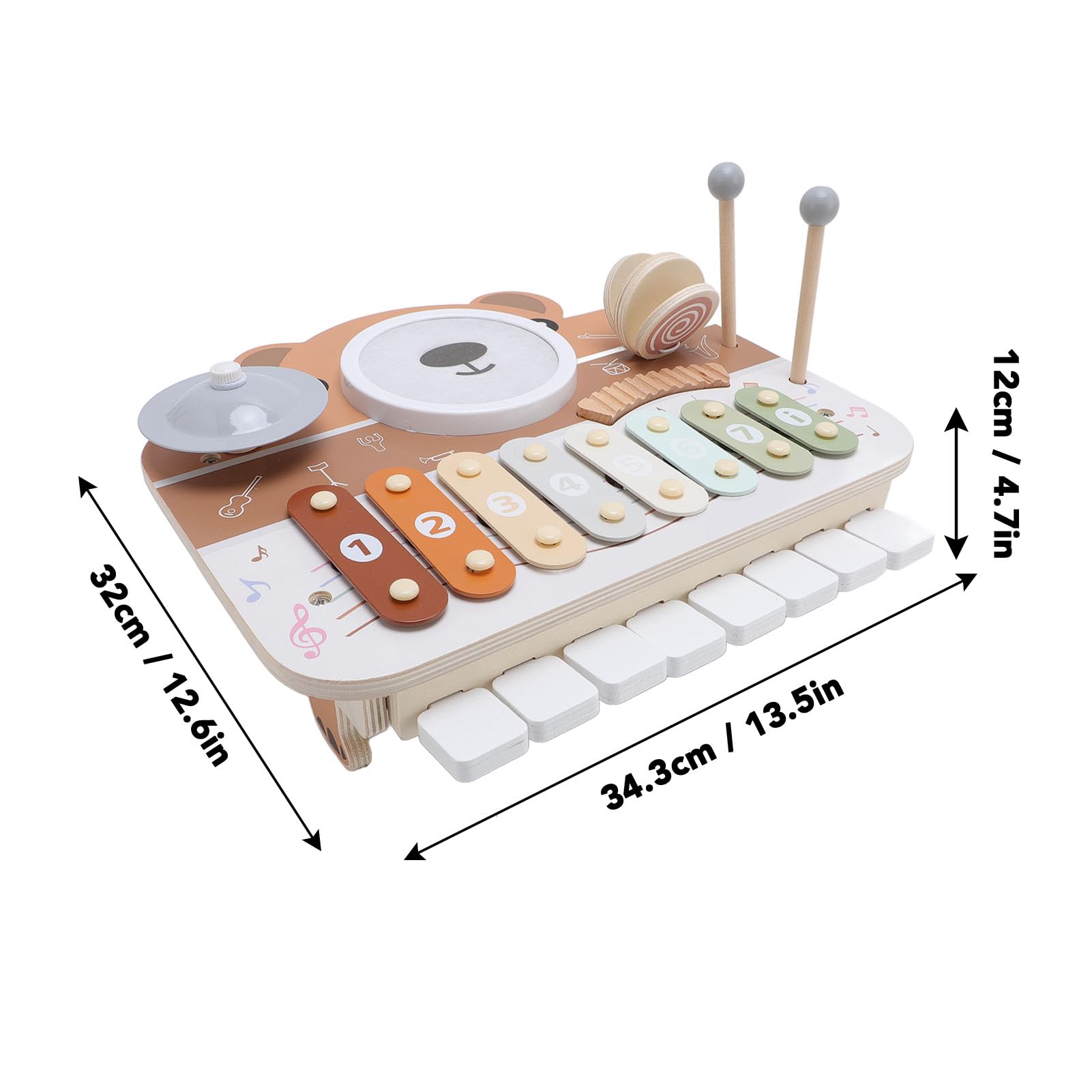 Drewniana Muzyczna Zabawka Perkusyjna, Wielofunkcyjne Instrumenty Muzyczne dla Małych Dzieci, Koordynacja Wzrokowo-ruchowa Zabawka Perkusyjna dla Dzieci z 2 Młotkami do Wczesnej Nauki