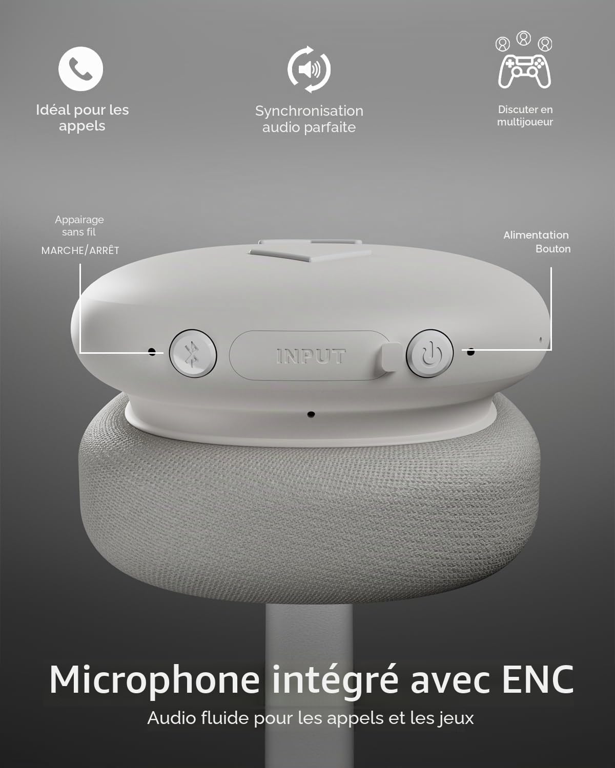 JAZ Pure Wave, Casque sans Fil Gaming on Ear, Jack 3.5mm Inclus | Faible Latence, Microphone Intégré, Câble de Recharge inclus, pour Smartphone, Tablette, Ordinateur, 50h de Lecture