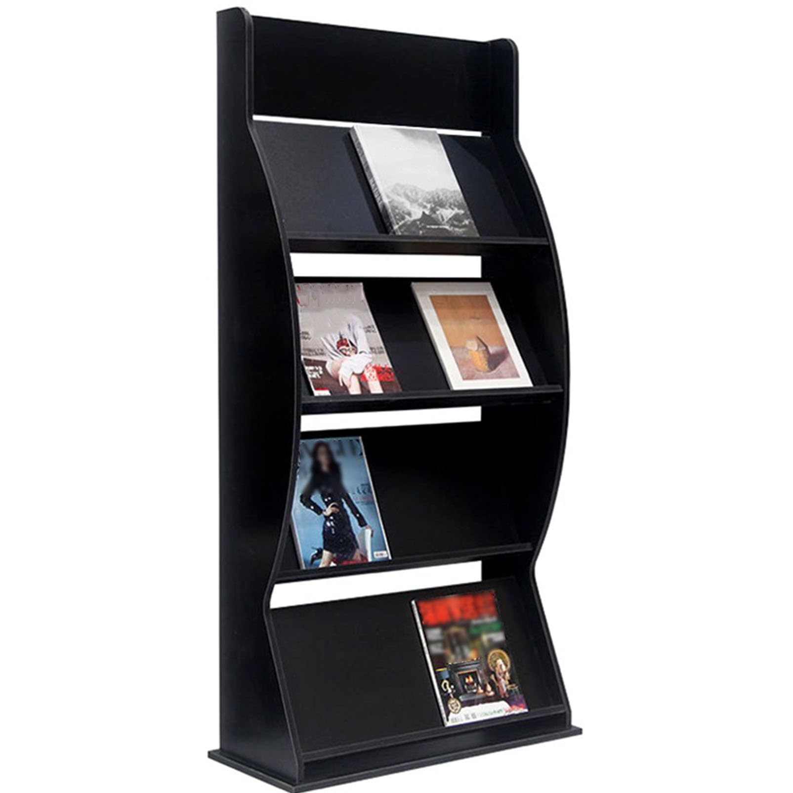 YNBSHGAA Literature Magazine Rack, Floor Standing Brochure Display Stand, Catalog Holder Documents Storage for Trade Show Exhibitions Office Retail Store School,Black