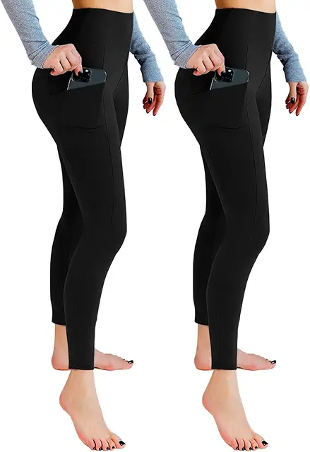 XL Yoga Leggings: High Waist Opaque with Pockets, Pack of 2