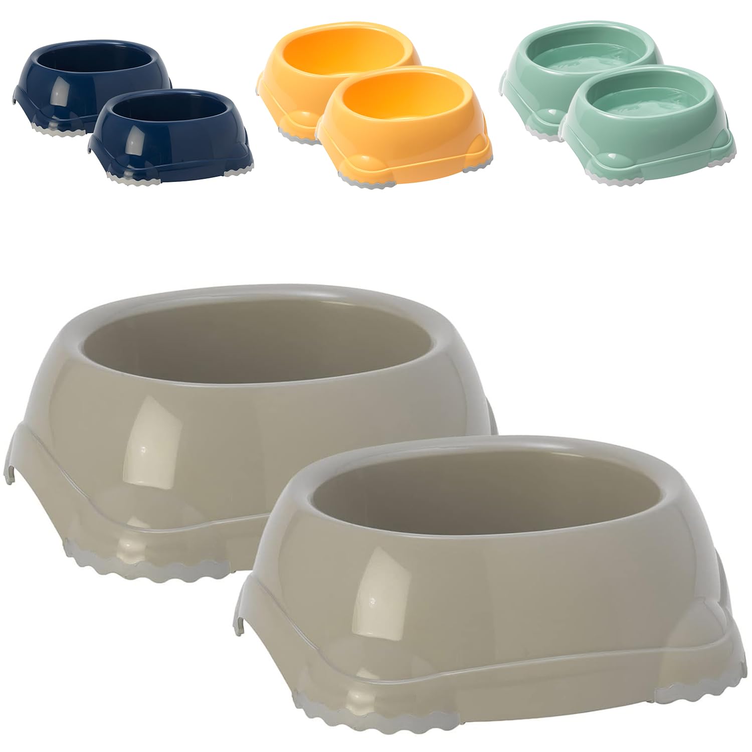 CAT CENTRE Grey 2 Pcs 0.3L Pet Bowls Small Kitten Cat Dog Feeder Drinking Water Dish Dry and Wet Food Feeding Non-Slip — image 1