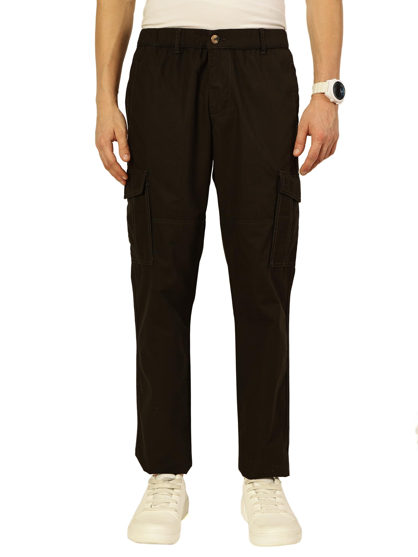 thomas scott Men's | Solid | Light Weight | Breathable Fabric | 6 Pockets | Mid Rise | Slim Fit | 100% Cotton | Button Waist | Elasticated | Chino Trouser | Pants-picture-26