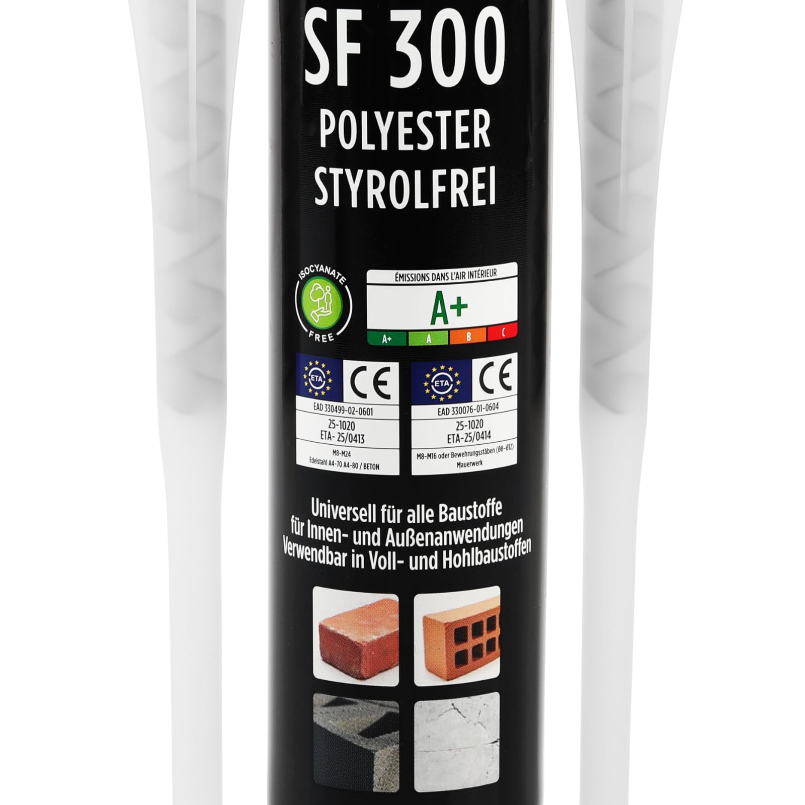 TECPO 6x Injektionsmörtel SF 300 ml inkl. Statikmischer Vebundsmörtel Ankerkleber Innen & Aussen Mörtel zur Befestigung von Voll- und Hohlbaustoffen