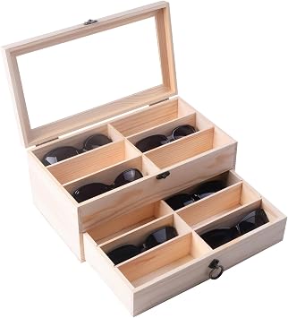 AUTOARK Pine Wood 12 Piece Eyeglass Storage Display Case Organizer,AW-171