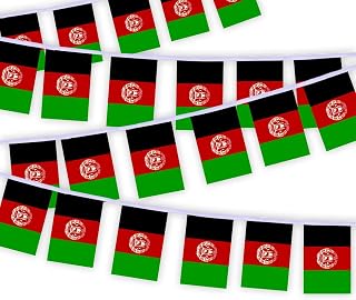 30PCS Afghanistan National Flag Bunting String,33 FT Afghans Pennant Banner Decoration,Decoration Banner for School Party Meeting Carnival Decor