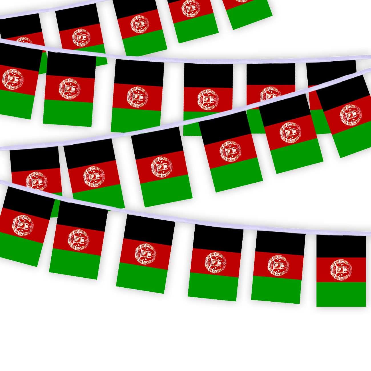 30 PCS Afghanistan Flag String,32 FT Afghan Decor Bunting,Decoration Banner for Outdoor Indoor Patio Yard Decor