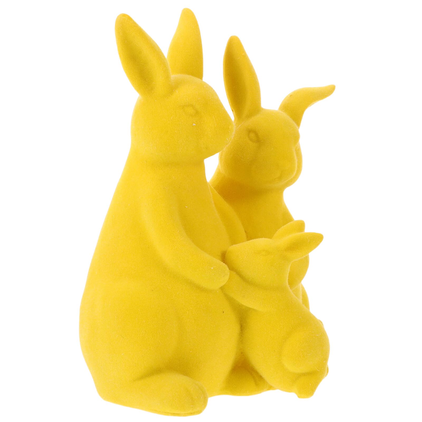 Decorazione Pasquale in Resina Coniglietto Floccato Giallo, Centrotavola a Forma di Coniglietto per Tavola Stile Fattoria, Statuina Primaverile per Casa e Ufficio