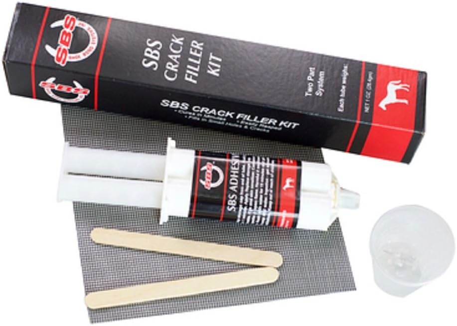 SBS Equine | Crack Filler Kit | Fills in Small Holes & Cracks in Hoof | Cartridge Cures in Minutes Easily Rasped (2 Oz)