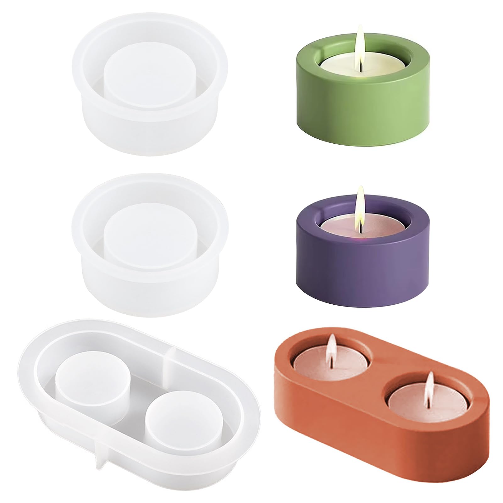 GTNCE Silikonform Kerzenhalter Stabkerze Geriffelt 3 Stück Silikon Silikonformen Gießformen Kerzenhalter Klein Weihnachten für DIY Zement und Harzkerzen, Kreative Heimdekoration und Geschenkideen