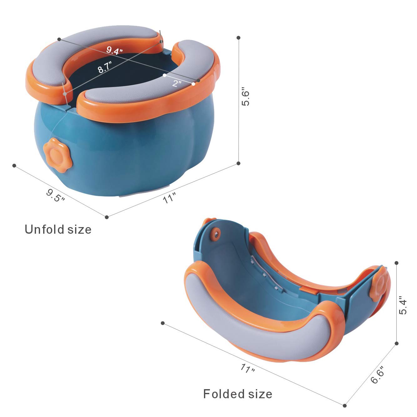 2-in-1 Go Potty for Travel, Portable Folding Compact Toilet Seat,Potty Training Toilet Chairs for Toddler Boys & Girls with Storage Bag and Potty Liners by BlueSnail (Blue+Orange) : Baby