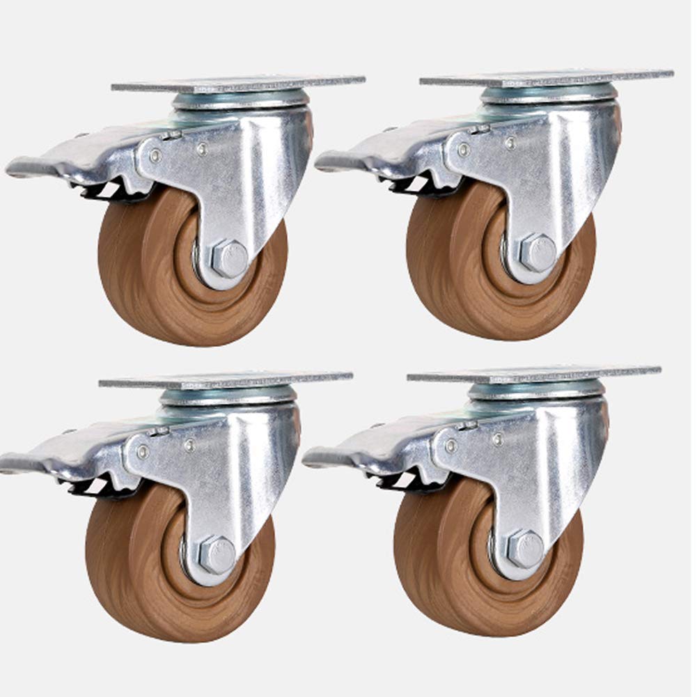 Ruote in Nylon Resistenti da 75 mm, 100 mm e 125 mm, capacità di carico 400-480 kg, silenziose, industriali, girevoli, con Freno, per mobili da Fabbrica, carrelli e forni (3'', 4'', 5'').