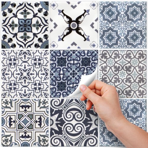 RE-COVERTILES - Adesivi Piastrelle Cucina Bagno Mattonelle Adesive In PVC Impermeabili Antigraffio Stickers Decorazione Parete Cementine Peel And Stick - Modello 54 Pz 10x10 Cm PS00195 Made In Italy