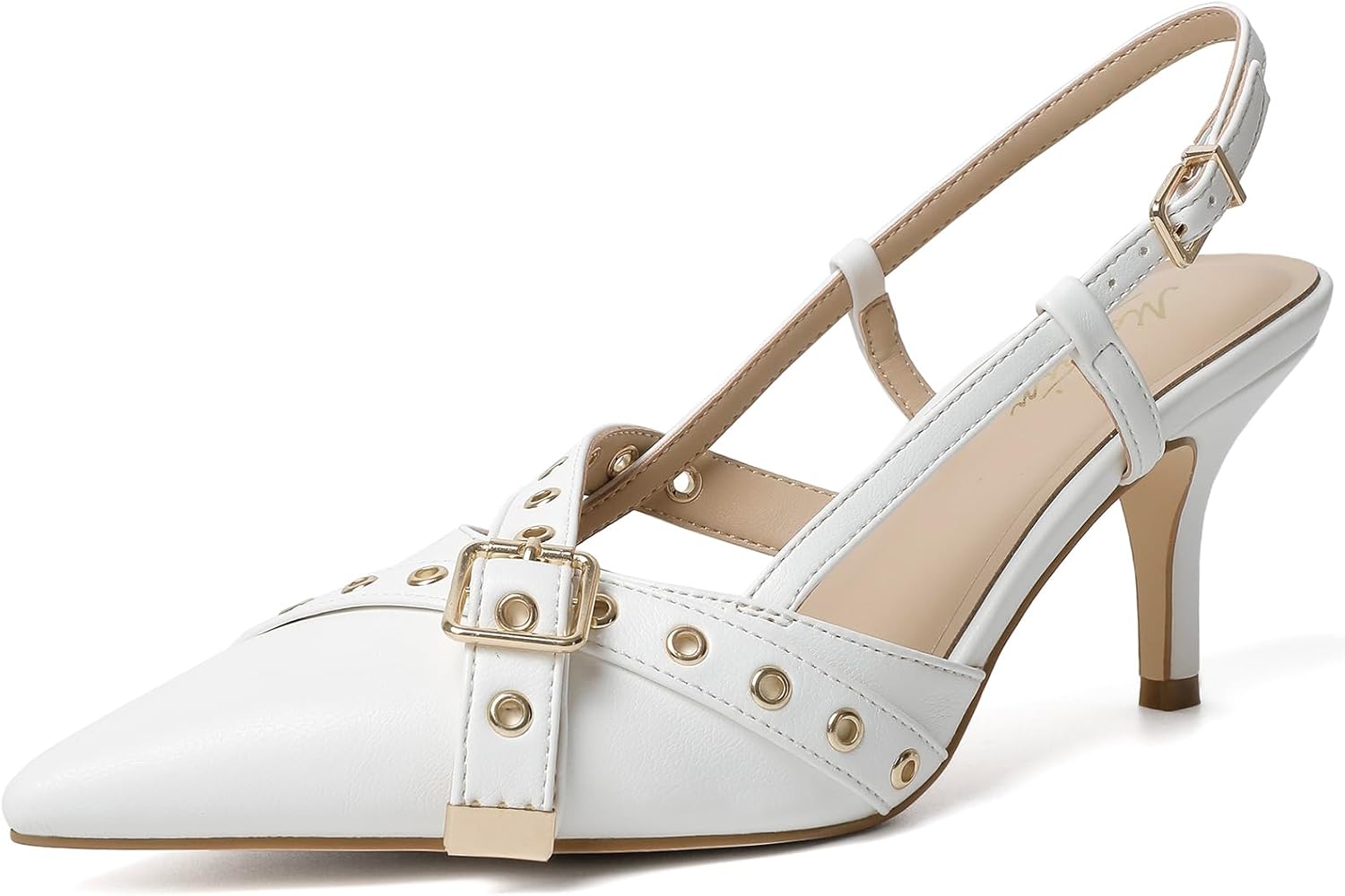 Mostrin Kitten Mules Heels for Women Pointed Closed Toe Heels Vintage Slip on Stiletto Dressy Pumps Shoes