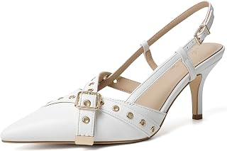 Mostrin Kitten Heels for Women Pointed Closed Toe Heels Vintage Stiletto Dressy Pumps Shoes for Office Work Party