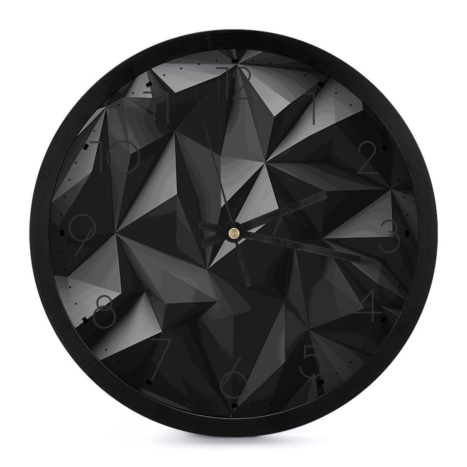 Horloge murale noire ronde moderne géométrique et silencieuse