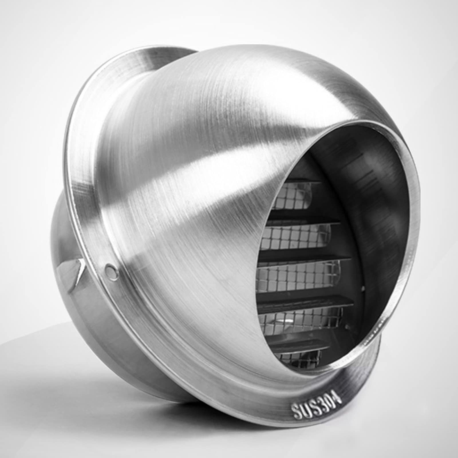 Salida de ventilación Redonda de Acero Inoxidable para Campana extractora de Pared (7.5", 9.4" y 11.4") con Rejilla mosquitera y Rejilla de ventilación de Malla(Silver 4.9 Inch(125 mm)