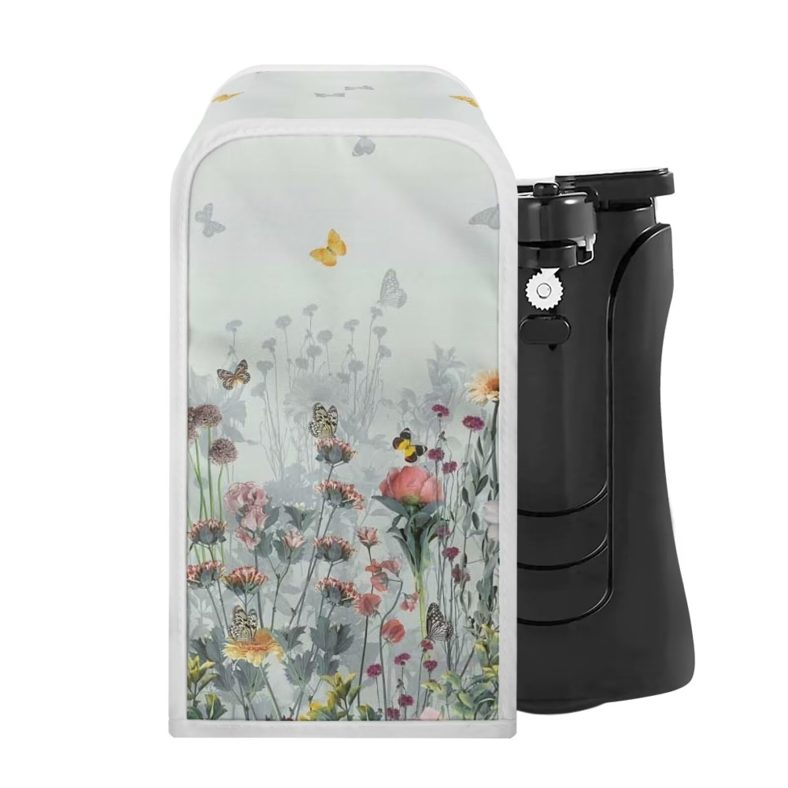 NETILGEN Can Opener Cover Small Appliance Cover Stain Resistant Dust-Proof Electric Can Opener Cover Jar Opener Cover Keep Kitchen Appliance Clean, Flower Butterfly Grey