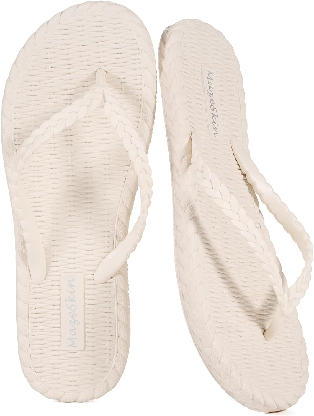 mazeskin Beach Soft Flip Flops for Women Shower Bath Quick Drying House Slippers Shoes Non-Slip Rubber Thong Sandals