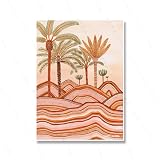DFZEWKI Cuadro minimalista elegante sobre lienzo con palmeras bañadas por el sol, estampado en tonos pastel crepusculares para decoración del hogar (70x100cm (28x39in)/Sin marco)