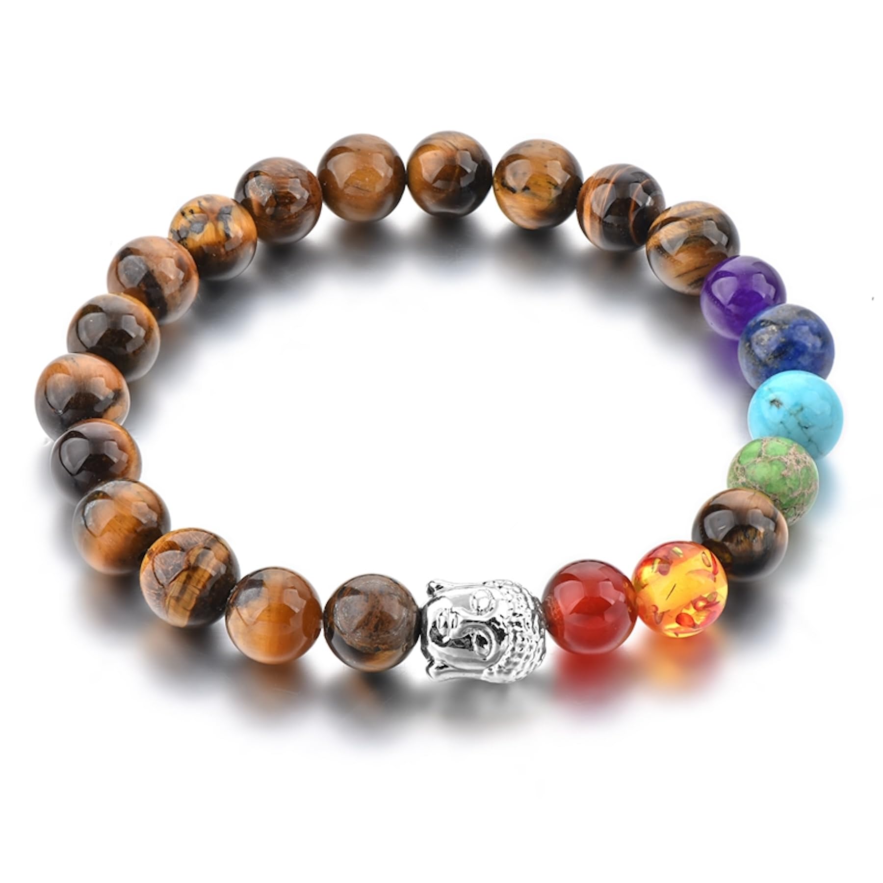Hot And Bold Unique 7 Chakra Healing Bracelet - Natural Gemstone Beads with Buddha Charm - Balance, Harmony, and Spiritual Healing. (Tiger Eye Strength 7 Chakra Bracelet) (B0D5WCNHJT) Amazon Price History, Amazon Price Tracker