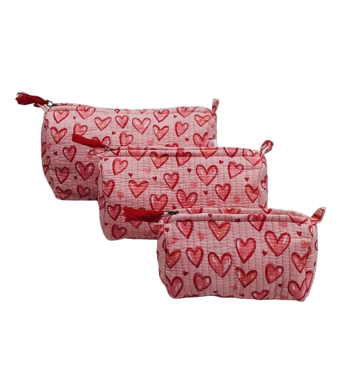 Cotton Pouch with Zip Waterproof Printed Cotton Organizer Pouch for Men & Women Eco Friendly Multipurpose Travel Makeup Jewelry Storage for Daily Use (Baby Pink 3)-image-33