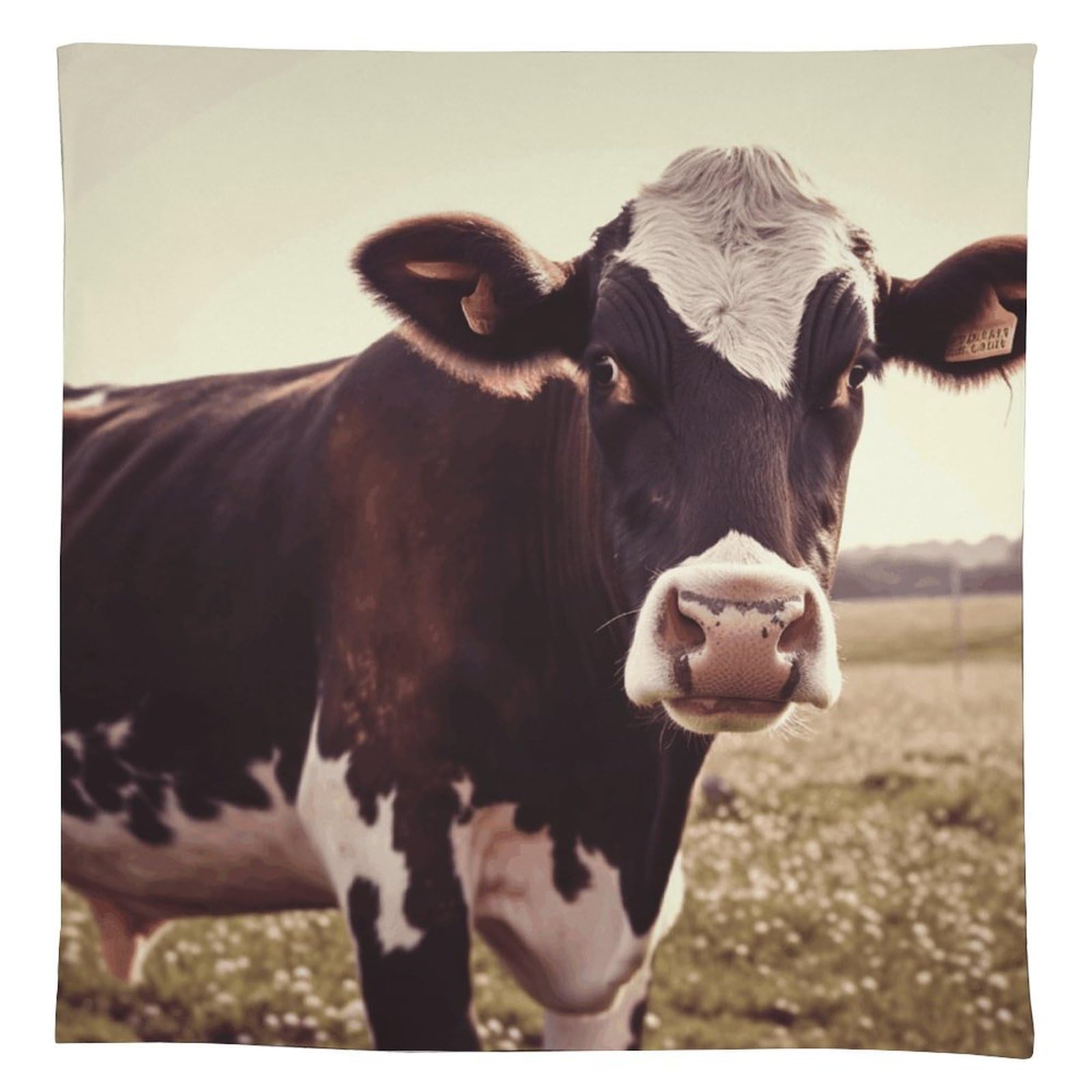 Nappe rectangulaire motif de vache avec finitions haut de gamme