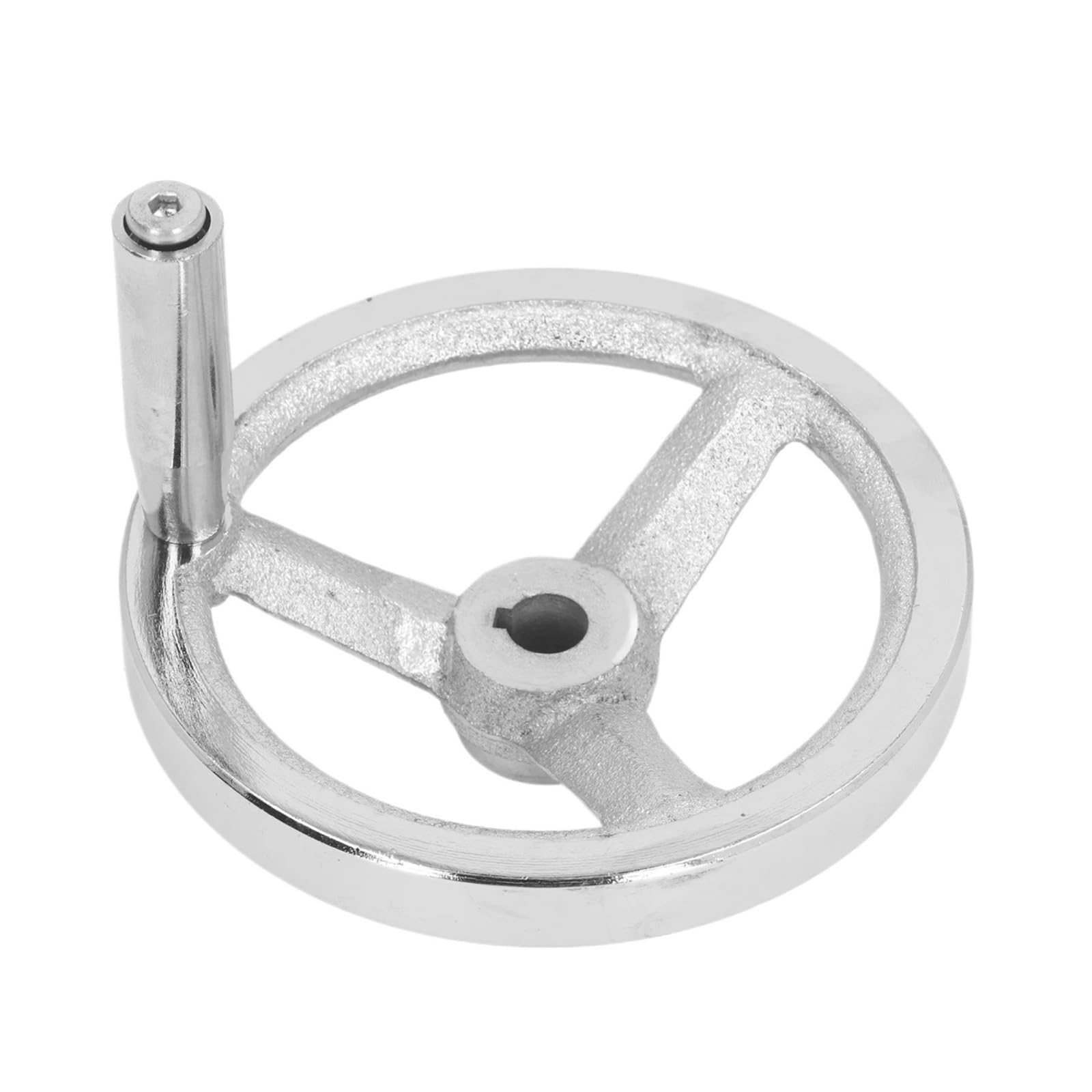 Wudcw Silver 3 Spoke 12X125mm Lathe Hand Wheel With Revolving Handle Cast Iron Round Handwheel For Lathe Grinding Machine