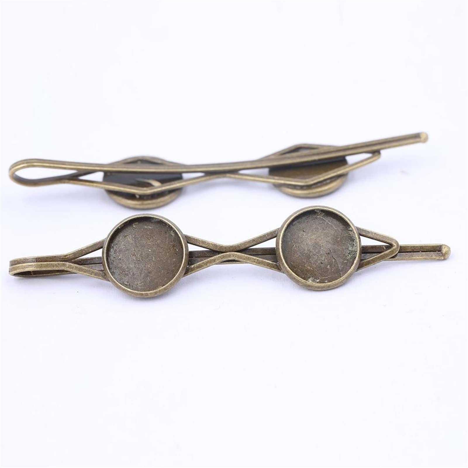 10 Stück Metall Haarspangen Mit Leerer Rundablage – DIY Haaraccessoires Selbst Gestalten (Antik-Bronze)