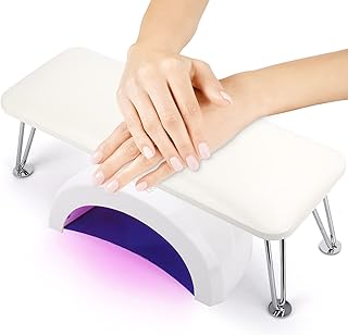 Nail Hand Rest Cushion, Microfiber Leather Arm Rest Nail Table for Fingernails and Toenails, Professional Manicure Nail Pillow Hand Rest Stand for Nail Technician Salon Use (White)