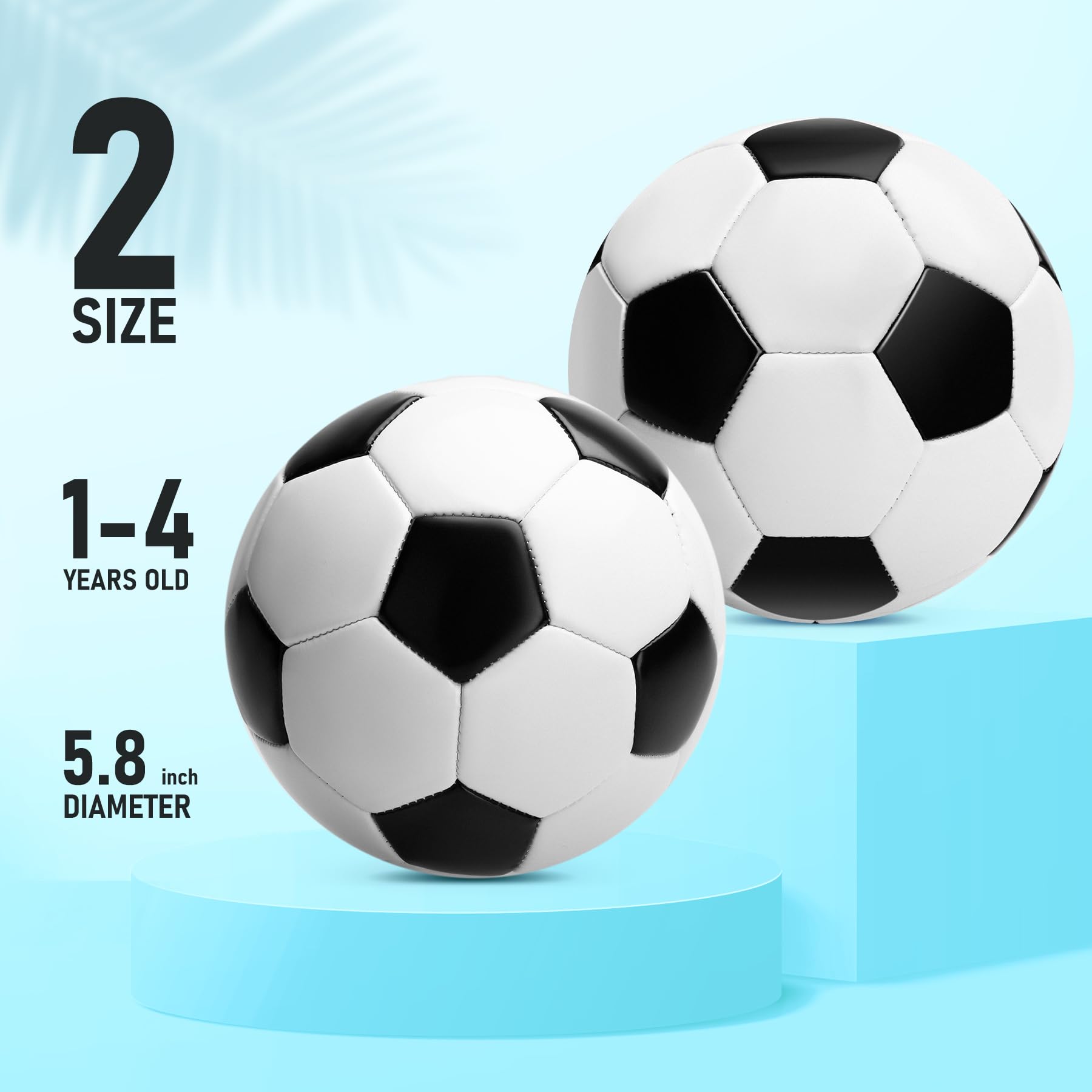 Balón de fútbol para niños pequeños, tamaño 2, paquete de 2 pelotas pequeñas y suaves para niños de 1 a 5 años, juguete deportivo de dibujos animados para niños y niñas, gran regalo de fútbol y