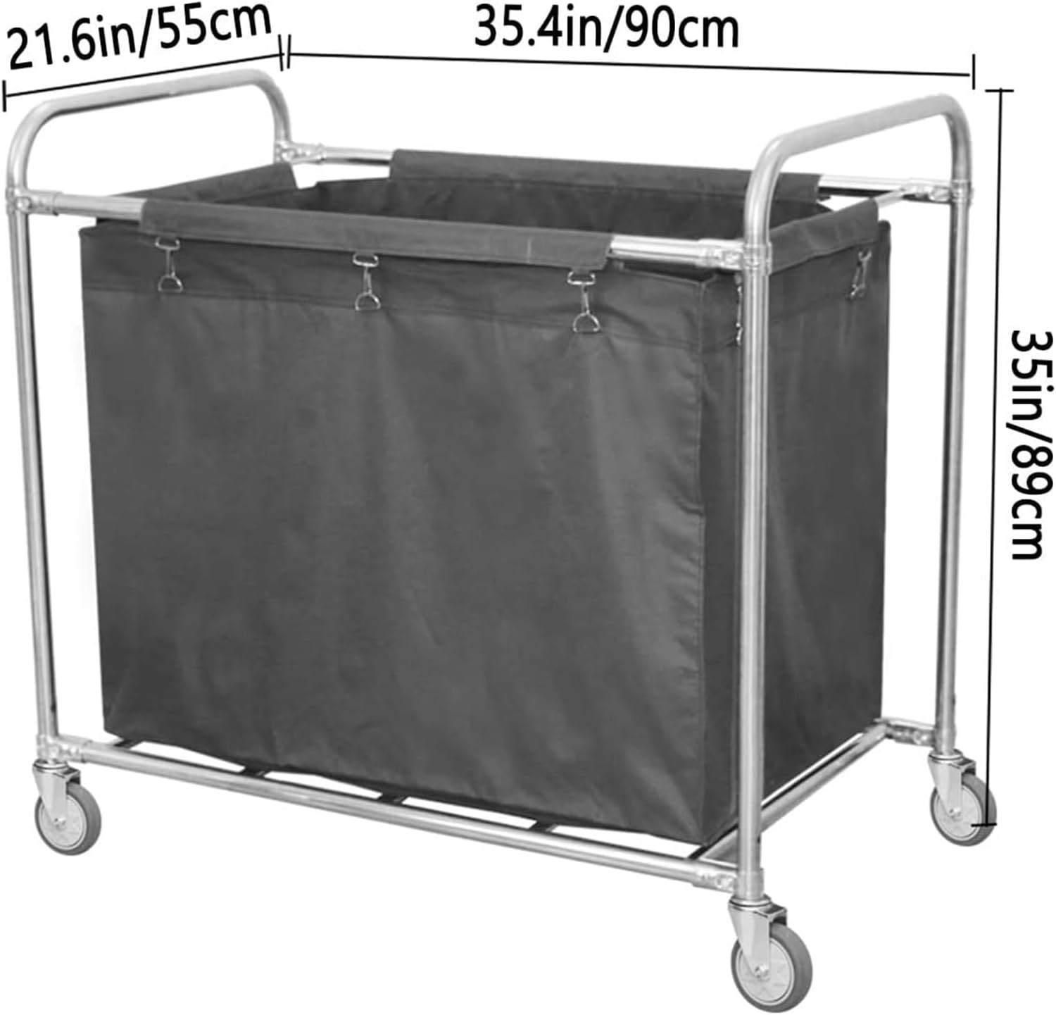 Heavy Duty Laundry Cart with Wheels - Commercial Rolling Trolley for Easy Sorting, Transport & Organization - Ideal Laundry Sorter for Home & Business Use
