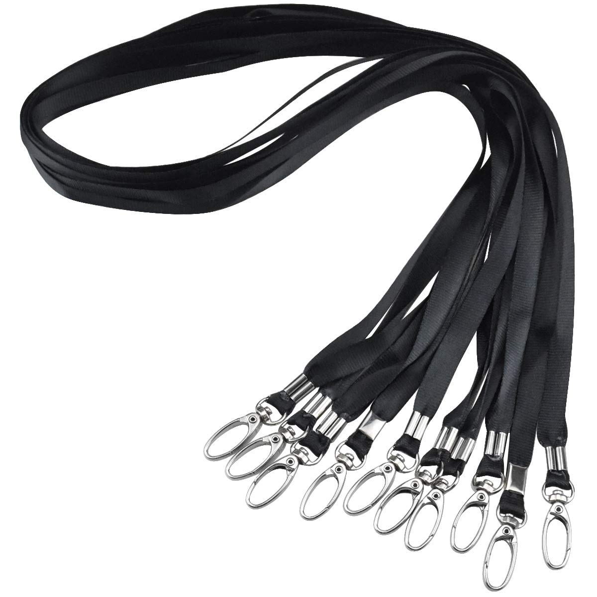 Lanyards for Neck Name Badge Keys Office Flat Nylon Lanyards Black Neck Strap Lanyard with Swivel Hooks Clips