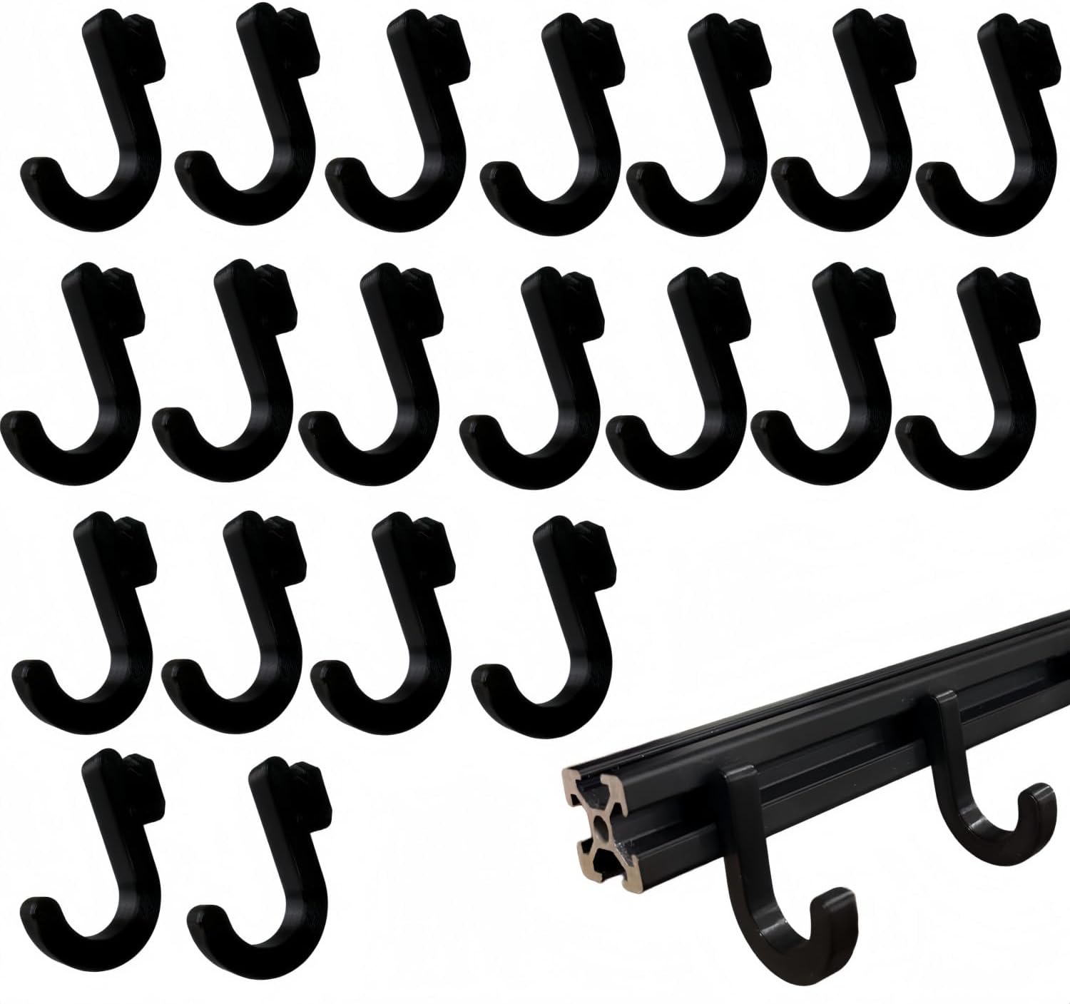 2020 Series T-Slot Aluminum Profile Accessories Hooks, 20Pcs Hanging Hooks for 2020 Euro Standard Extrusion, Black Linear Rail Hooks for 3D Printer Parts and CNC DIY (2020)